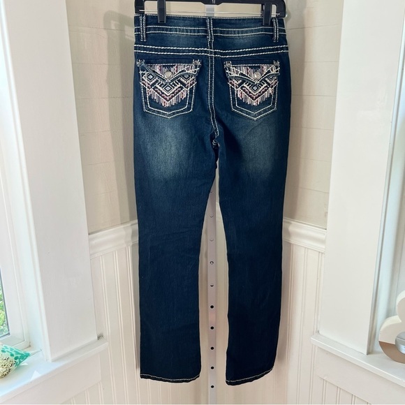 Faded Glory Vintage 90s Jeans Heavily Embellished Blinged Pockets Size 8 Boot - Picture 7 of 16